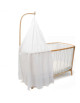 Lit bébé évolutif 60x120 en bois KIMI "Désert" (Matelas Organic) + Flèche Kano + Ciel de lit "White Veil"