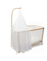 Lit bébé évolutif 60x120 en bois KIMI "Désert" (Matelas Organic) + Flèche Kano + Ciel de lit "White Veil"