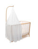 Lit bébé évolutif 60x120 en bois KIMI "Lichen (Matelas Organic) + Flèche Kano + Ciel de lit "White Veil"