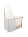 Lit bébé évolutif 60x120 en bois KIMI "Lichen (Matelas Organic) + Flèche Kano + Ciel de lit "White Veil"