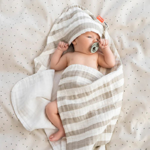Cape de bain bébé en coton bio "Stripes Sable" Done by Deer