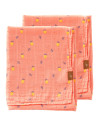 2 petits langes en mousseline de coton bio "Summer Fruit" (70x60)