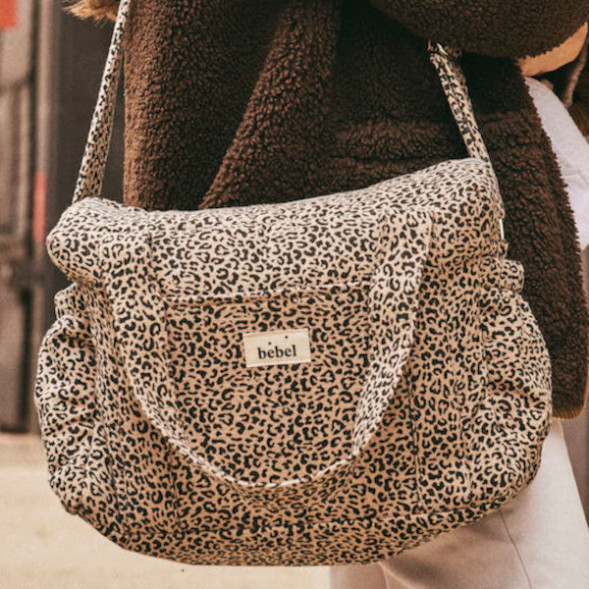 Sac à langer Middle en gaze de coton Capsule "Leopard Beige"