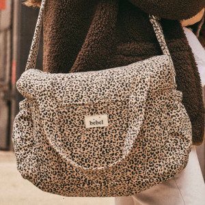 Sac à langer Middle en coton Capsule "Leopard Beige" Bebel