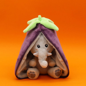 Peluche réversible Flipetz "Velvet l'Elephant & Aubergine" Déglingos