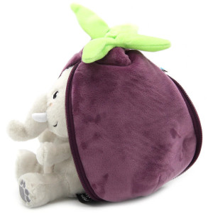 Peluche réversible Flipetz "Velvet l'Elephant & Aubergine" Déglingos