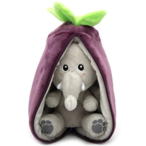 Peluche réversible Flipetz "Velvet l'Elephant & Aubergine" Déglingos