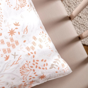 Taie d'oreiller en coton bio "Yukari Douceur Corail" (40x60)