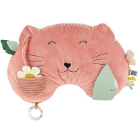Coussin d'activités en coton bio "Mrs Chat" (3 mois et +)