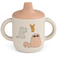 Tasse d'apprentissage à bec et anses en silicone Neil "Cats and Dogs"