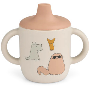 Tasse d'apprentissage à bec et anses en silicone Neil "Cats and Dogs" Liewood