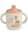 Tasse d'apprentissage à bec et anses en silicone Neil "Cats and Dogs" Liewood