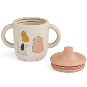 Tasse d'apprentissage à bec et anses en silicone Neil "Cats and Dogs" Liewood