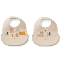Bavoirs à poche en silicone Ember "Cats and Dogs" (6-36 mois) (x2)