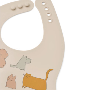 Bavoirs à poche en silicone Ember "Cats and Dogs" (6-36 mois) (x2) Liewood