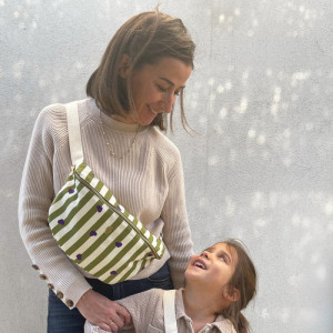 Sac banane à langer en coton Bob "Stripe & Love" (XL) Milinane