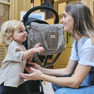 Sac à langer Middle en coton Capsule "Leopard Beige" Bebel