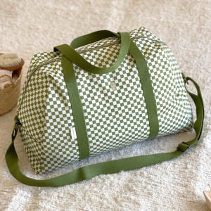 Sac à langer en coton Joseph "Damier Olive" Milinane