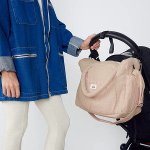 Sac à langer Comme un bonbon en double gaze de coton "Grège" Bebel