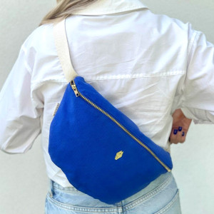 Sac banane à langer en coton Bobbie "Bleu Cobalt" Milinane