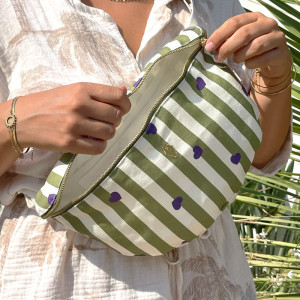 Sac banane à langer en coton Bob "Stripe & Love" (XL) Milinane