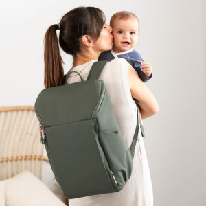 Sac à langer à dos mixte en PET recyclé Green Label Slender Up "Olive" Lassig