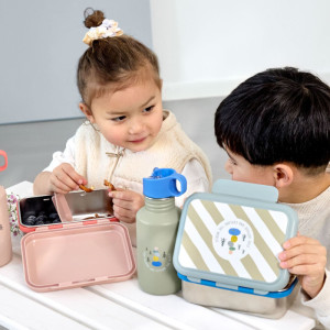 Boîte repas & goûter compartimentée en inox Sunny Explorer "Rose" Lässig