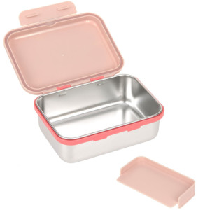 Boîte repas & goûter compartimentée en inox Sunny Explorer "Rose" Lässig