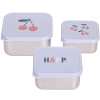 Boîtes à gouter en inox "Happy Fruits Cerise" (x3)