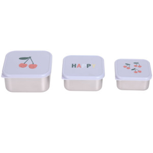 Boîtes à gouter en inox "Happy Fruits Cerise" (x3) Lässig