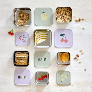 Boîtes à gouter en inox "Happy Fruits Cerise" (x3) Lässig