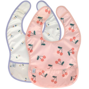 Bavoirs imperméables avec poche Happy Fruits "Cerise" (x2) (6-24 mois)