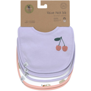 Bavoirs imperméables en coton bio Happy  Fruits "Cerise" (x5)  (3-18 mois) Lassig