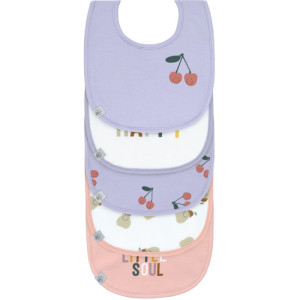 Bavoirs imperméables en coton bio Happy  Fruits "Cerise" (x5)  (3-18 mois) Lassig