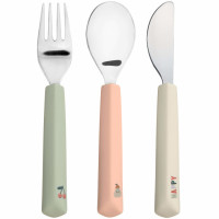 Set de 3 couverts en inox et silicone Happy Fruit "Cerise" (x3) (12 mois et +)