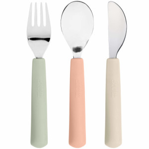 Couverts enfant en inox et silicone Happy Fruit "Cerise" (x3) (12 mois et +) Lassig