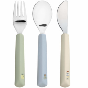 Couverts enfant en inox et silicone Happy Fruit "Citron" (x3) (12 mois et +) 