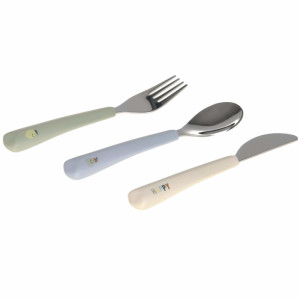 Couverts enfant en inox et silicone Happy Fruit "Citron" (x3) (12 mois et +) 