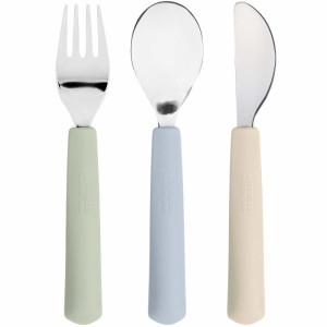 Couverts enfant en inox et silicone Happy Fruit "Citron" (x3) (12 mois et +) 