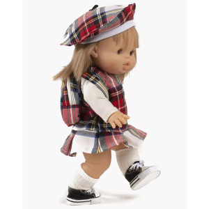 Ensemble Diana Robe + T-shirt "Tartan Ecru" pour poupée Gordis minikane