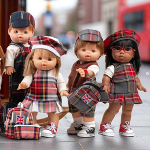 Ensemble Diana Robe + T-shirt "Tartan Ecru" pour poupée Gordis minikane