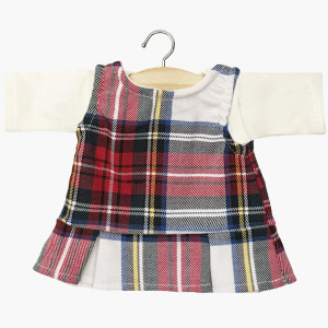 Ensemble Diana Robe + T-shirt "Tartan Ecru" pour poupée Gordis minikane