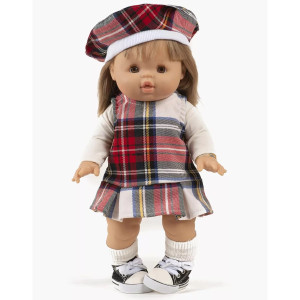 Ensemble Diana Robe + T-shirt "Tartan Ecru" pour poupée Gordis minikane