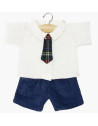 Ensemble William (Pantalon, Chemise + Cravate) "Tartan Marine" pour poupée Gordis minikane