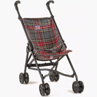 Poussette pour poupée et poupon "Tartan Gris"