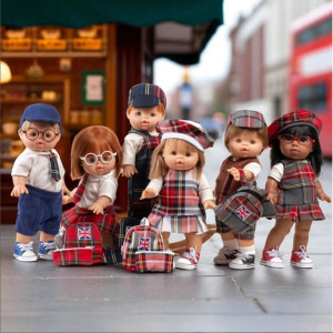 Poussette pour poupée et poupon "Tartan Gris" MInikane