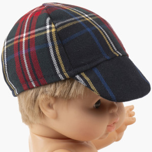 Casquette à carreaux "Tartan Marine" pour poupée Gordis