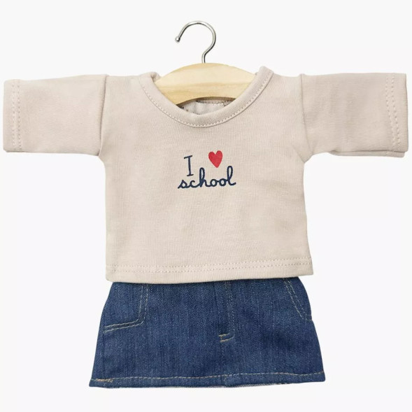 Gordis - Ensemble Jupe en jean + Top "I Love School" pour poupée Gordis