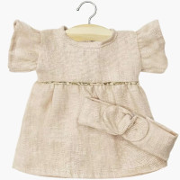 Gordis - Robe Daisy et son headband en lin lavé "Nude" pour poupée Gordis