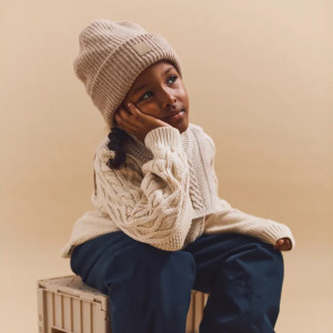 Bonnet en laine et coton bio Emilio "Avoine" Liewood
